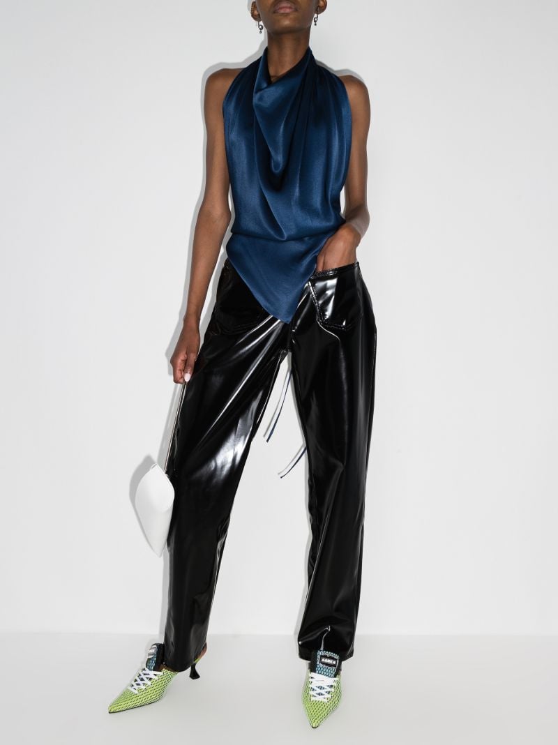 Reverse Faux Leather Trousers