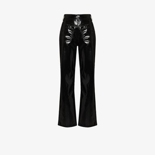 Reverse Faux Leather Trousers