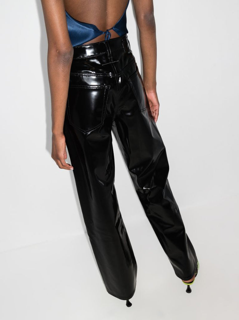 Reverse Faux Leather Trousers