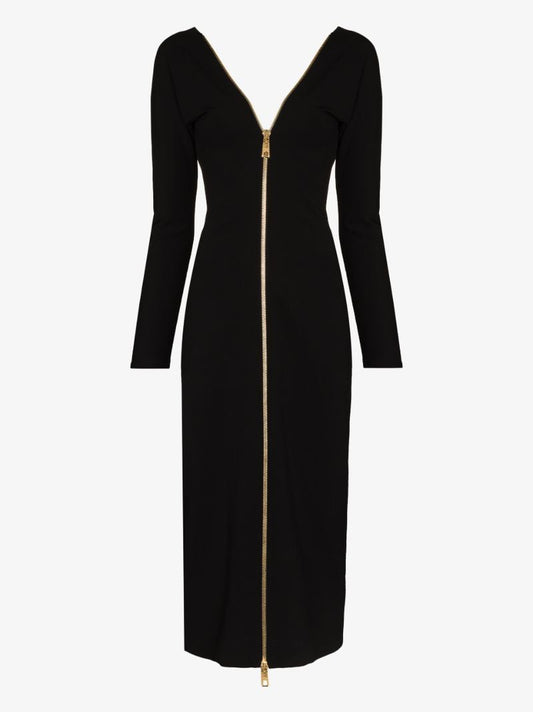 Zip-up Midi Dress