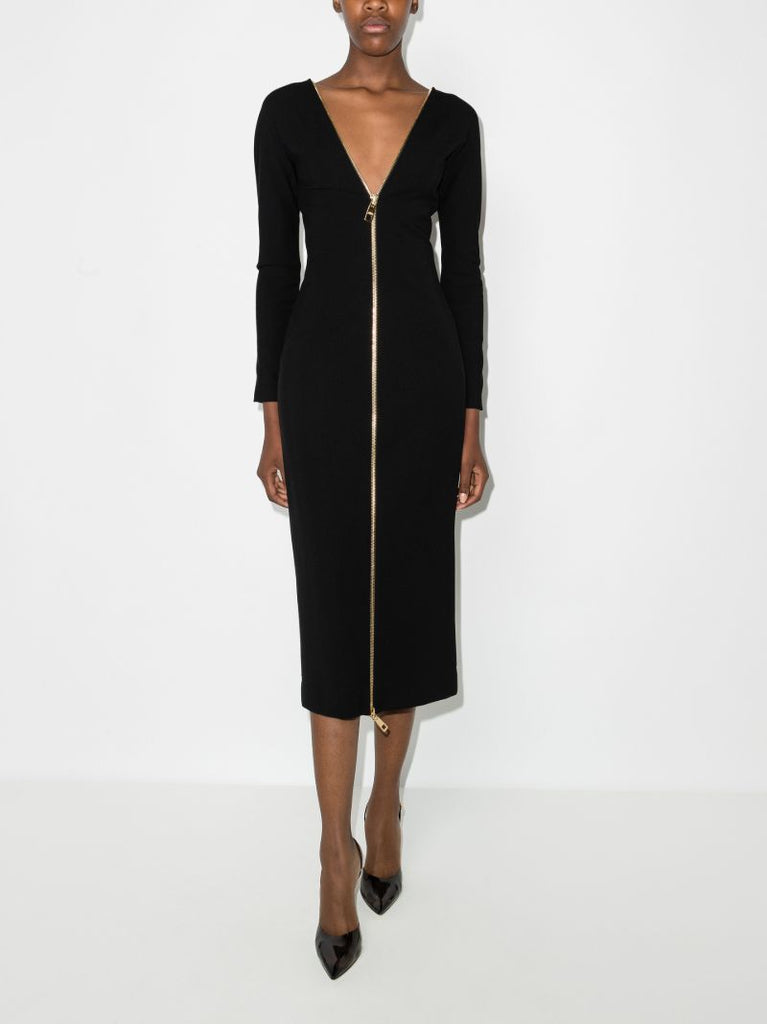Zip-up Midi Dress