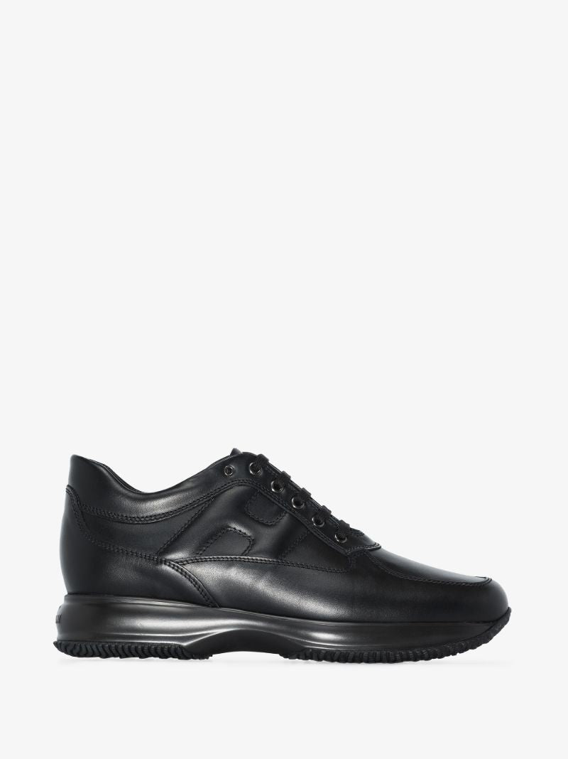 Black Interactive Leather Sneakers