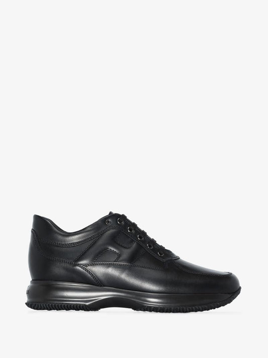Black Interactive Leather Sneakers