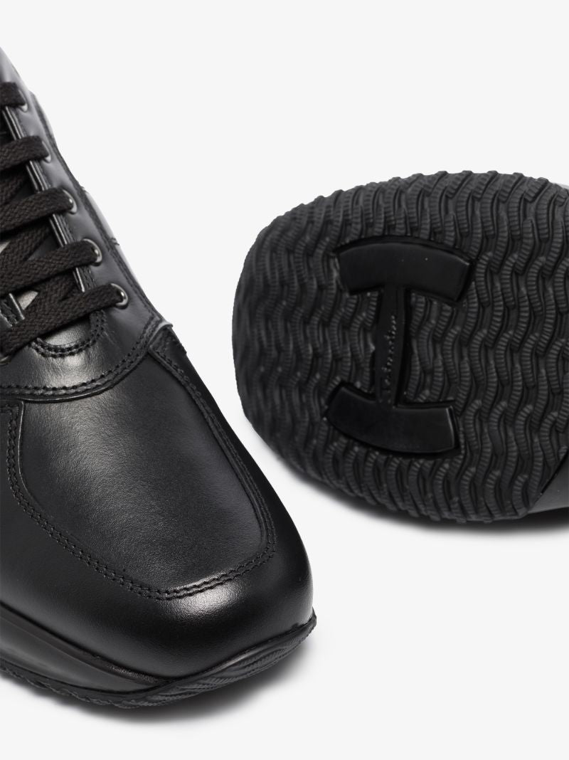 Black Interactive Leather Sneakers