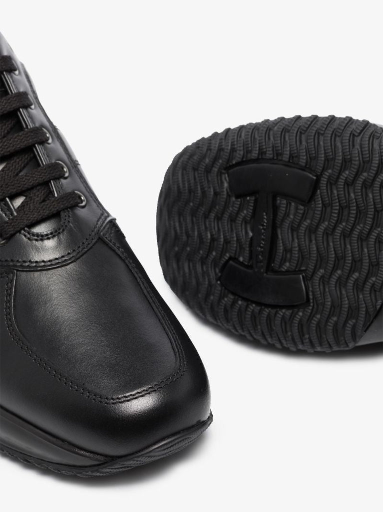 Black Interactive Leather Sneakers
