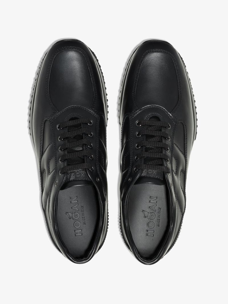 Black Interactive Leather Sneakers
