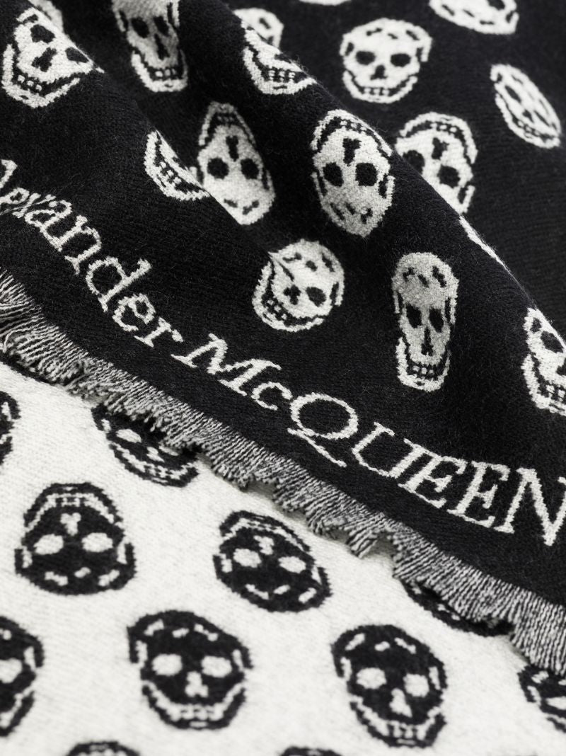 Black Skull Reversible Wool Scarf