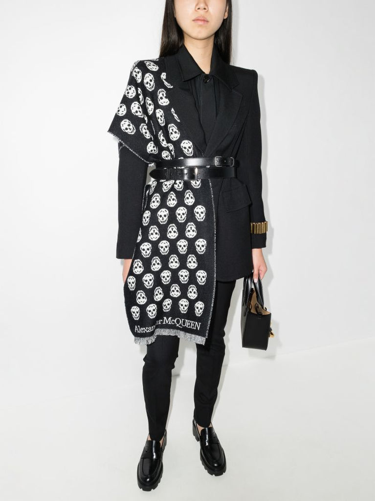 Black Skull Reversible Wool Scarf