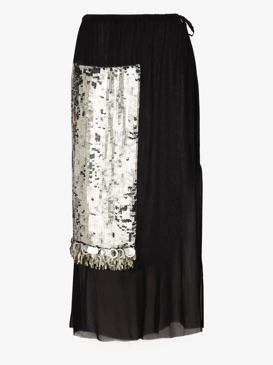 Syrine Sequinned Sheer Midi Skirt