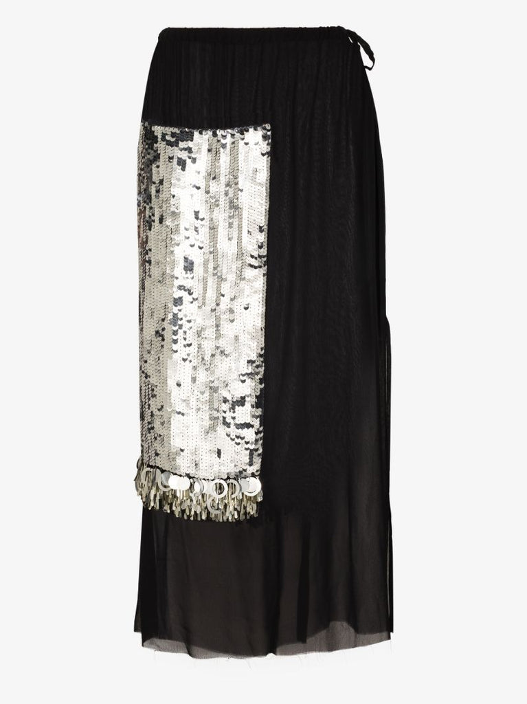 Syrine Sequinned Sheer Midi Skirt