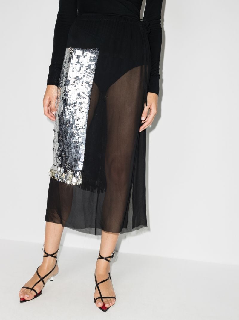 Syrine Sequinned Sheer Midi Skirt