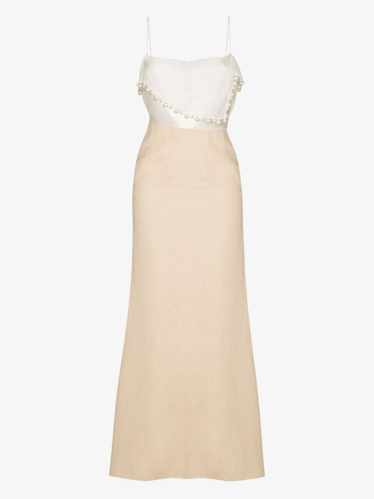 Bandana Pearl Trim Maxi Dress