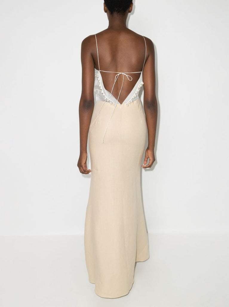 Bandana Pearl Trim Maxi Dress