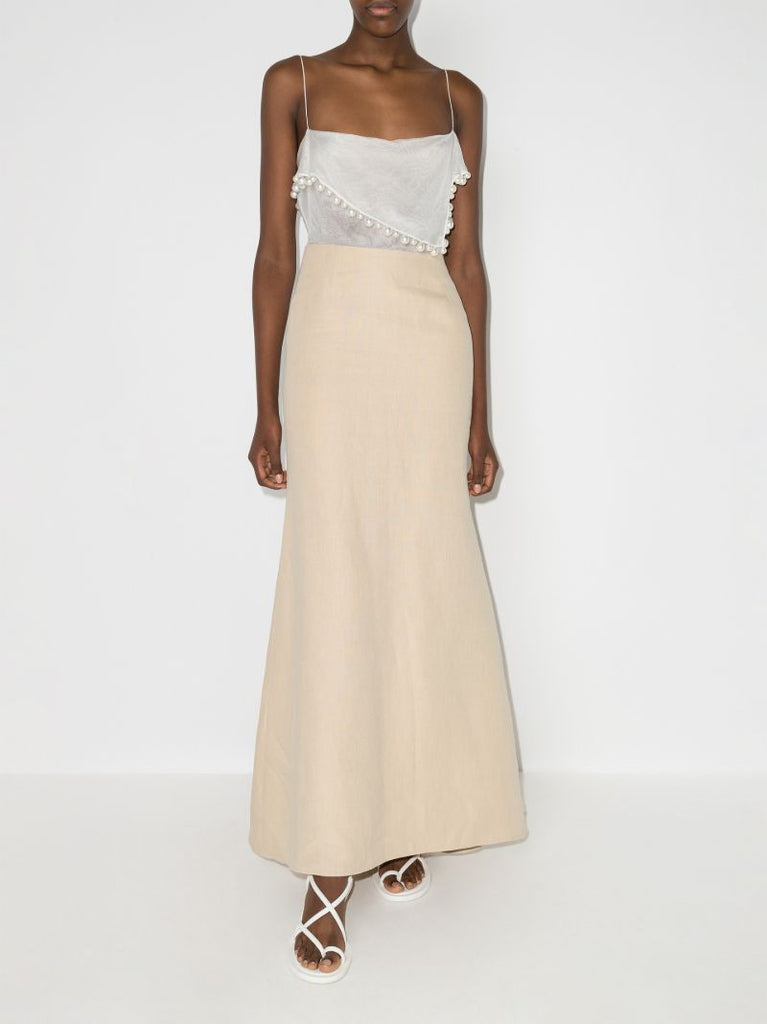 Bandana Pearl Trim Maxi Dress