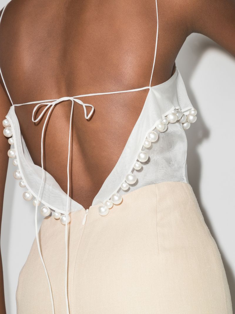 Bandana Pearl Trim Maxi Dress