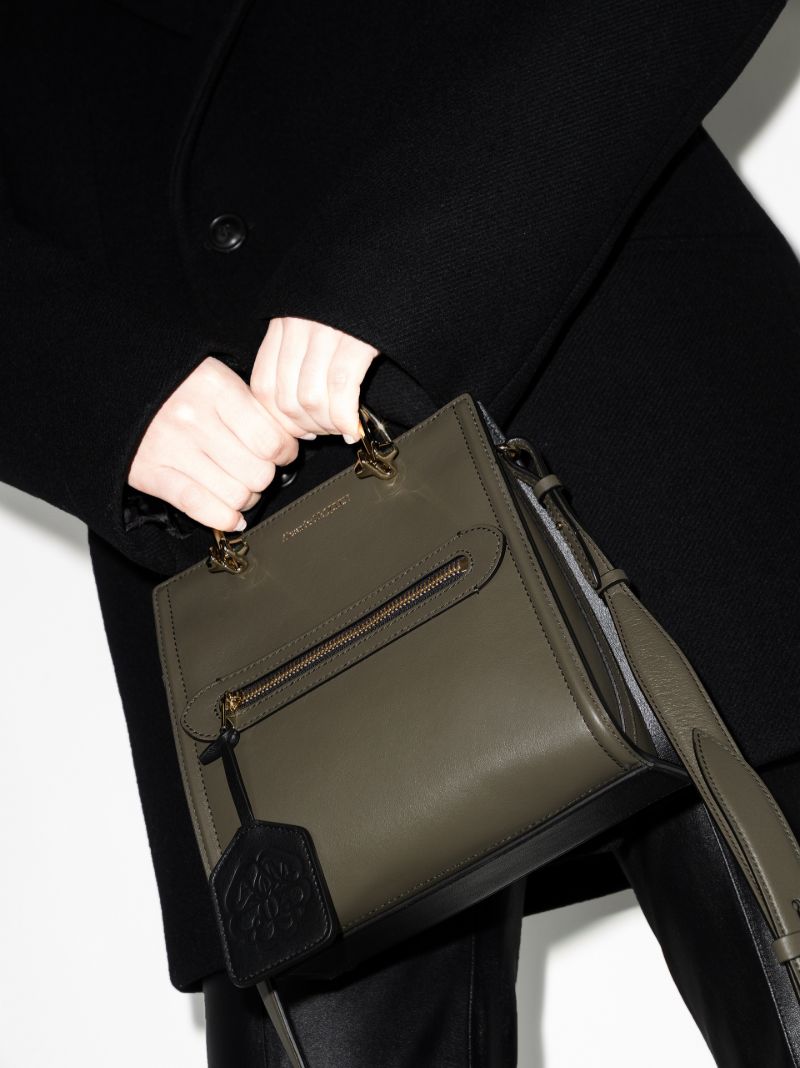 Green the Short Story Leather Tote Bag
