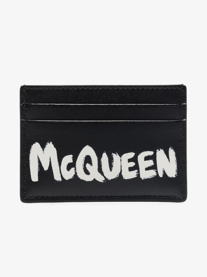 Black Graffiti Logo Leather Card Holder