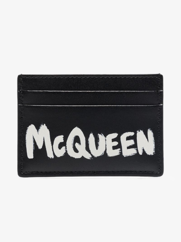 Black Graffiti Logo Leather Card Holder