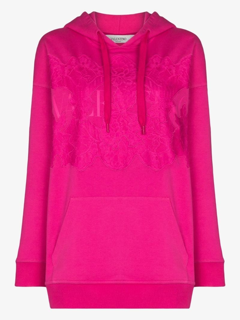 Logo Lace Cotton Hoodie