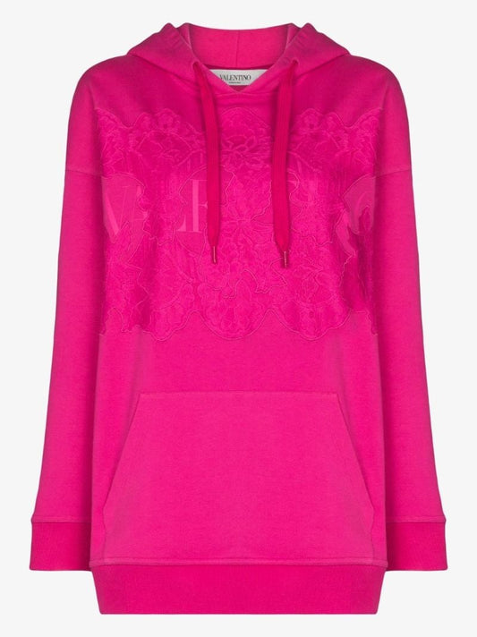 Logo Lace Cotton Hoodie