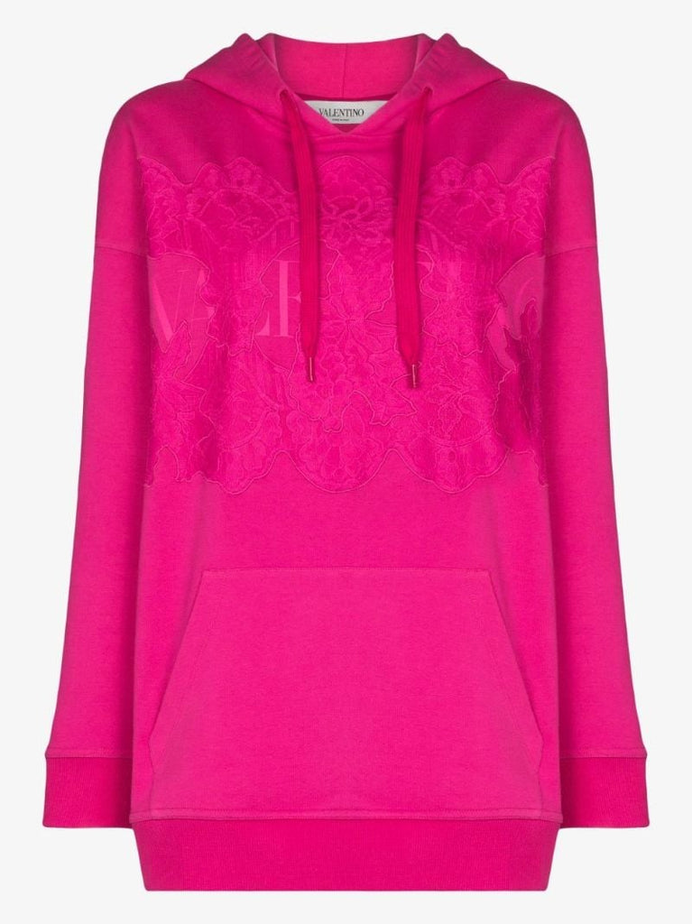 Logo Lace Cotton Hoodie