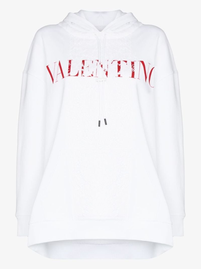 Lace Panel Logo Hoodie