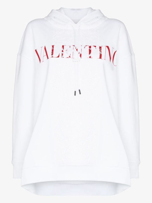 Lace Panel Logo Hoodie