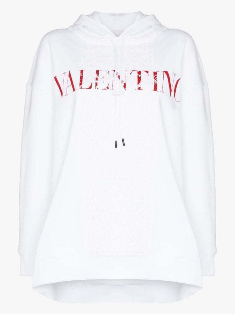 Lace Panel Logo Hoodie