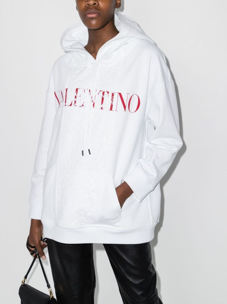 Lace Panel Logo Hoodie