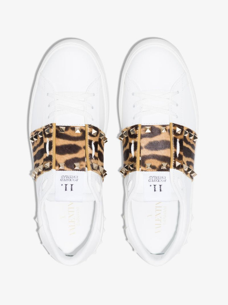 White Rockstud Untitled Leather Sneakers