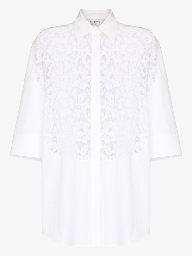 Oversized Lace Panel Cotton Shirt