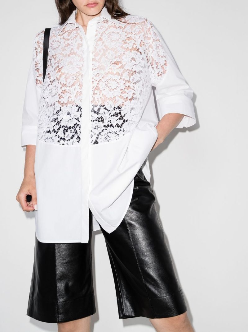 Oversized Lace Panel Cotton Shirt