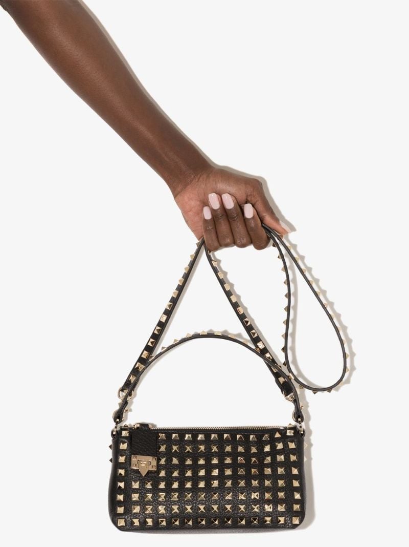 Black Rockstud Small Leather Shoulder Bag