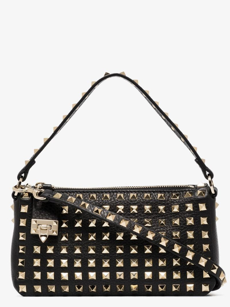 Black Rockstud Small Leather Shoulder Bag