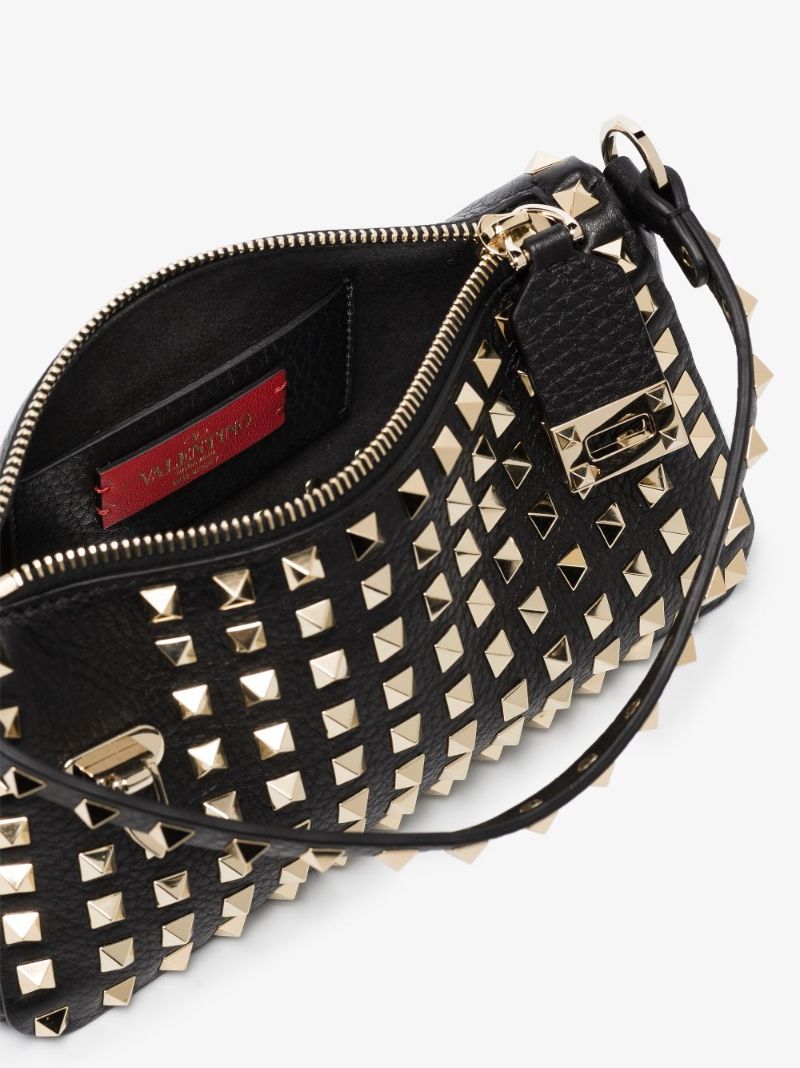 Black Rockstud Small Leather Shoulder Bag