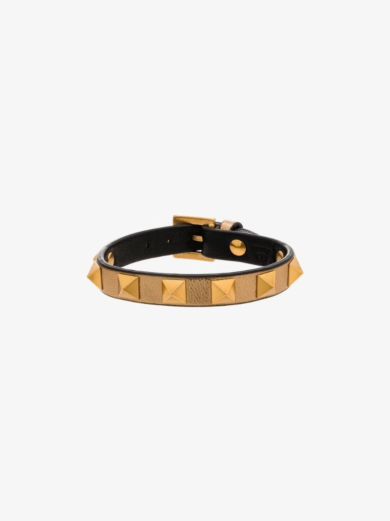 Gold Tone Rockstud Leather Bracelet