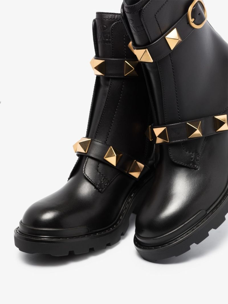 Black Roman Stud 85 Leather Ankle Boots