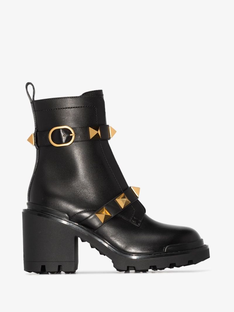 Black Roman Stud 85 Leather Ankle Boots