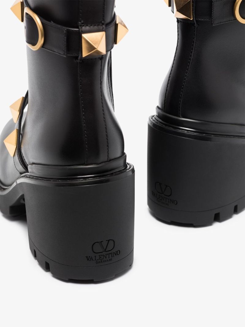 Black Roman Stud 85 Leather Ankle Boots