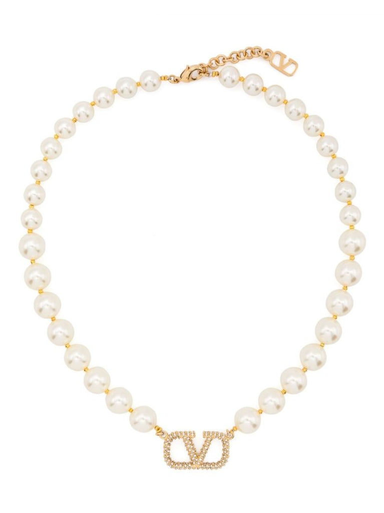 Gold-tone Vlogo Signature Pearl Necklace