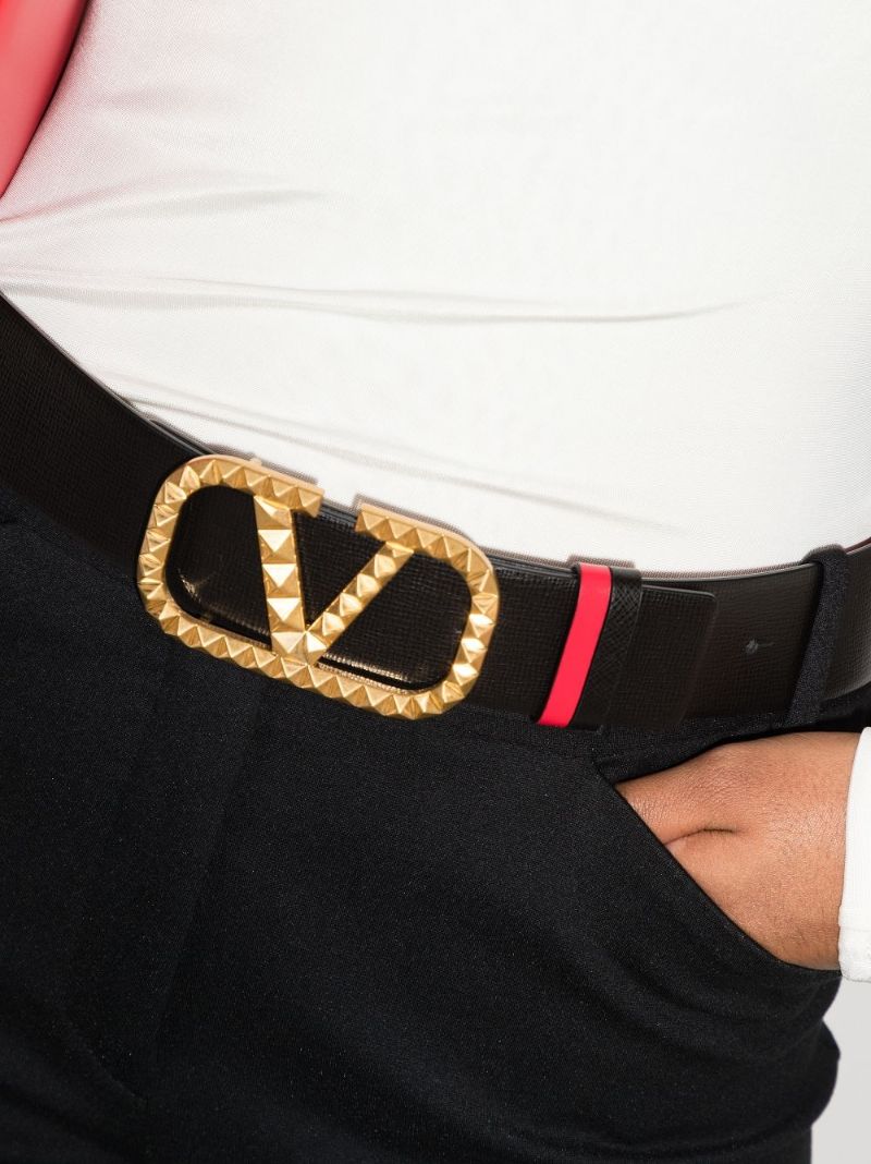 Black Vlogo Signature Reversible Leather Belt
