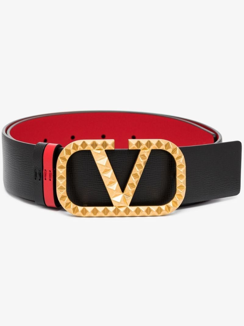 Black Vlogo Signature Reversible Leather Belt