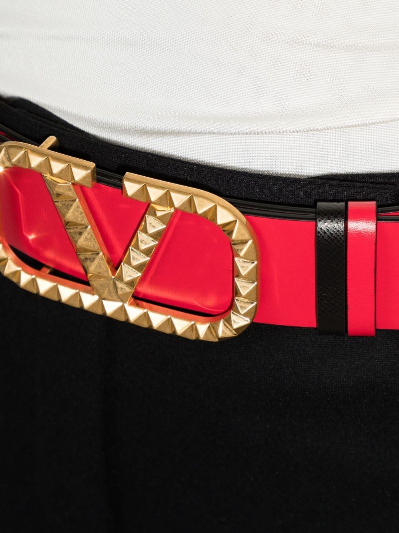 Black Vlogo Signature Reversible Leather Belt
