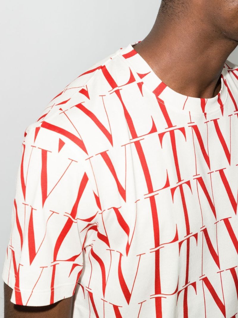 Vltn Times Print Cotton T-shirt
