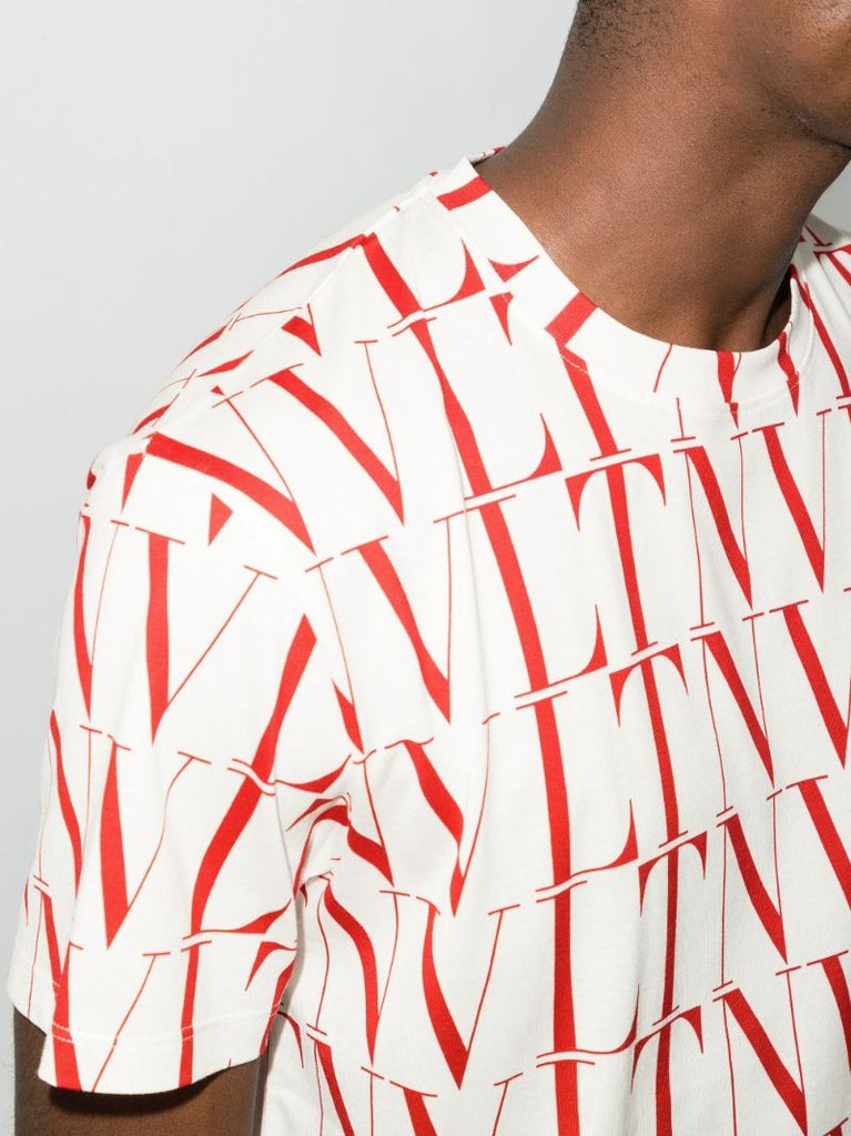 Vltn Times Print Cotton T-shirt
