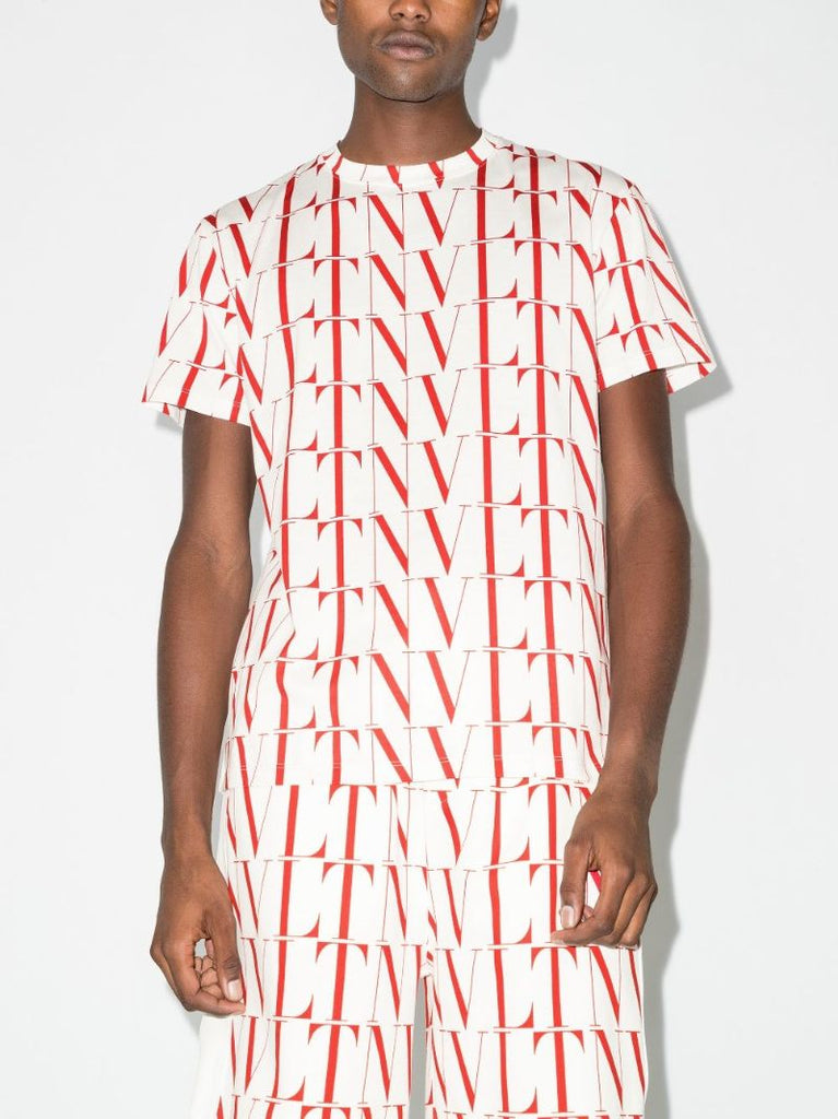 Vltn Times Print Cotton T-shirt