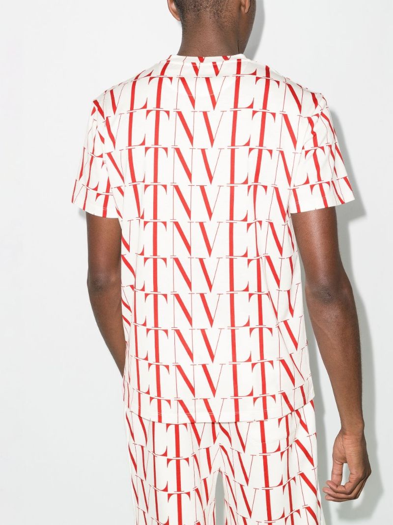 Vltn Times Print Cotton T-shirt