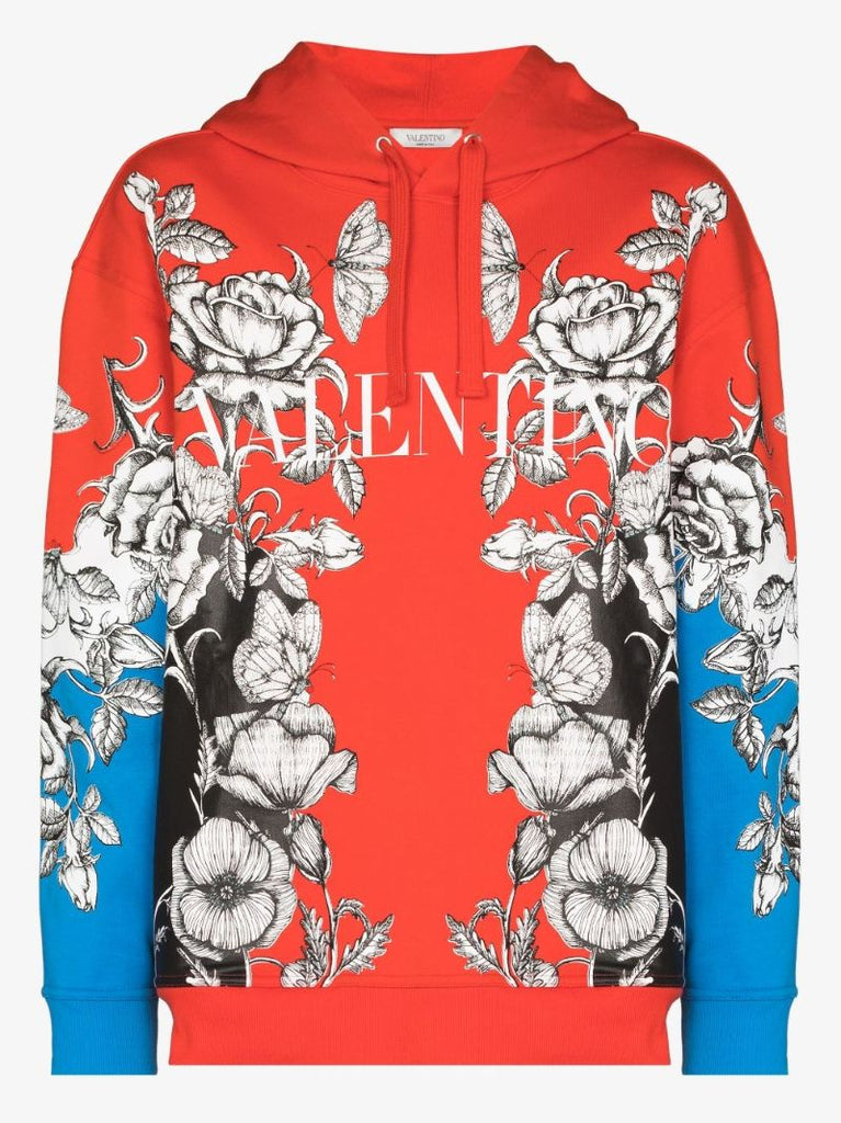 Dark Blooming Print Hoodie