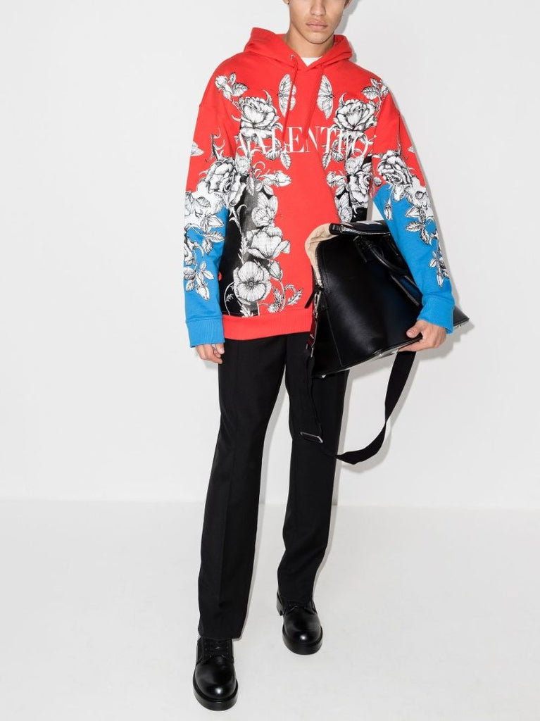 Dark Blooming Print Hoodie