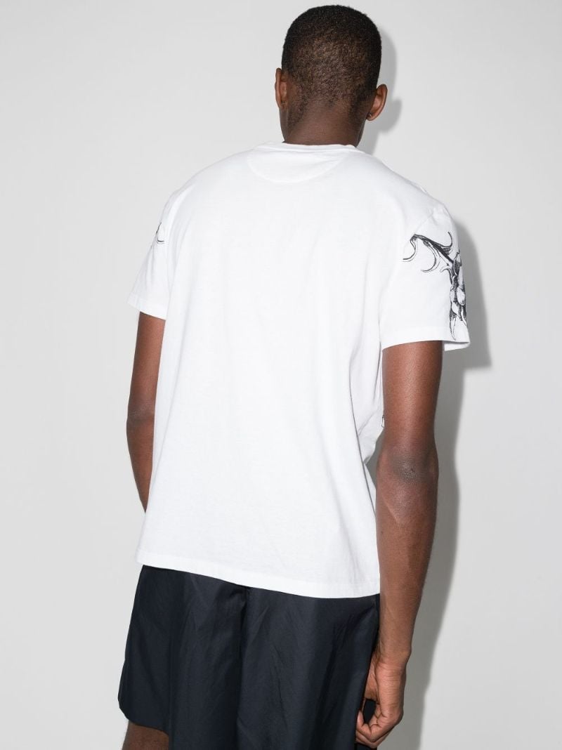 White Floral Logo Print T-shirt